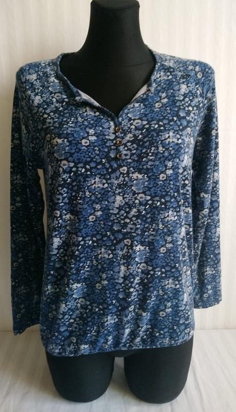 Elastický modrý top s kvetinovým vzorom, bonita, m