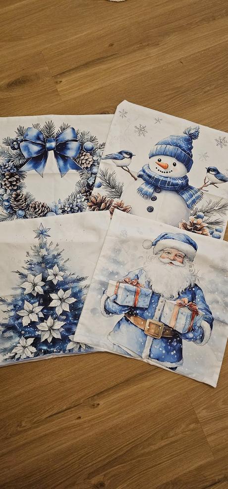 Modré vianočné obliečky 45x45cm, 