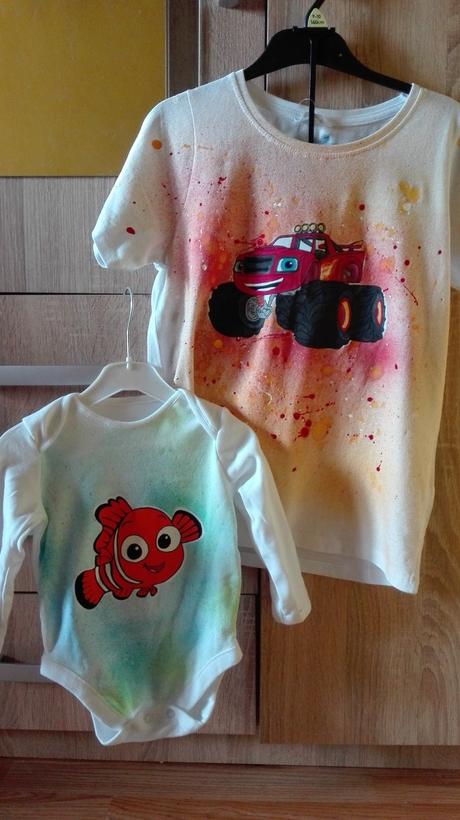 Maľované a frkané, prskané tričko/body, <50 - 188