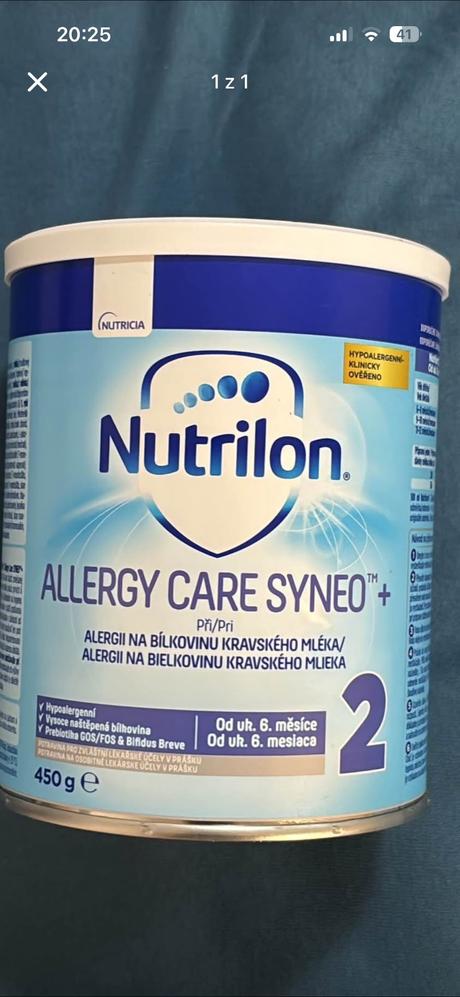 Nutrilon allergy care syneo+ 2 1x450 g, hypoalergé, 