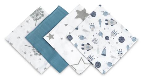 Sensillo plienočka mušelínova blue 35x35cm, 4ks,