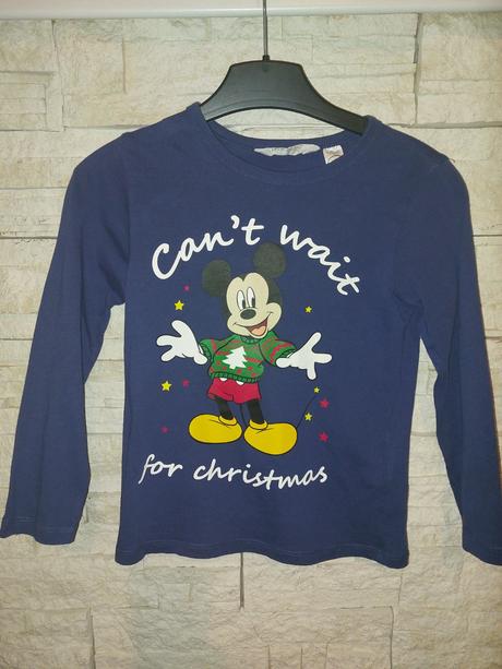 Tričko mickey vianočné, h&m,116