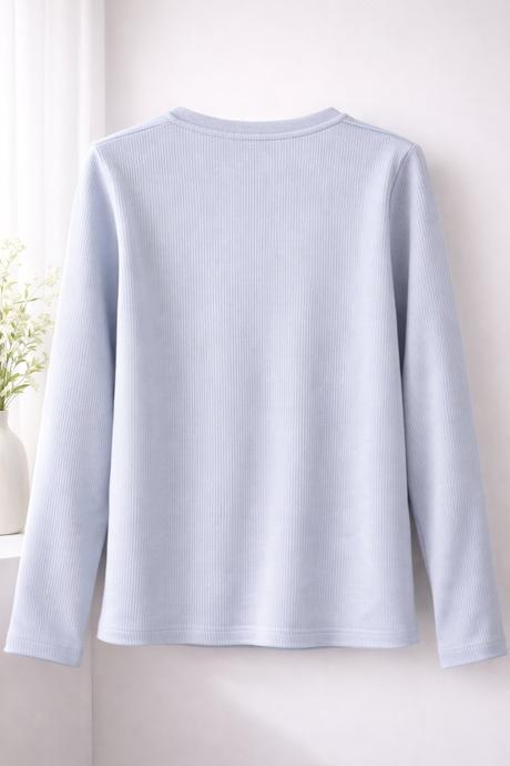 Dievčenské bledomodré rebrované tričko s motýlikom, coolclub,134 / 146 / 152 / 158 / 164