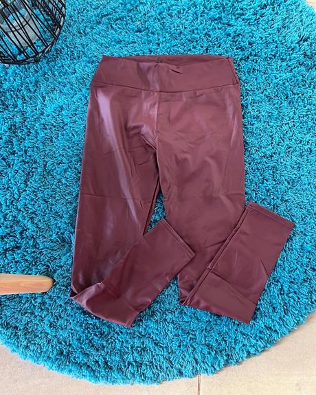 Dámske zateplené koženkové legíny bordové (xl), xl