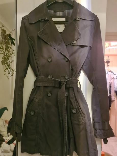 Kabát trenchcoat h&m sivý, h&m,36