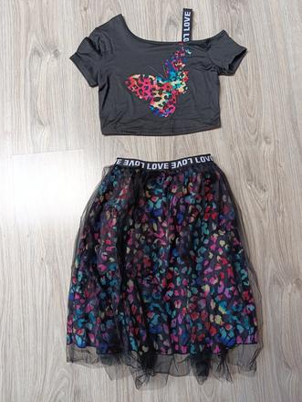 Dievčenský set - crop top a sukňa, 134
