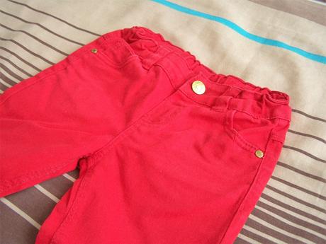 Riflové nohavice - červené, denim co,98