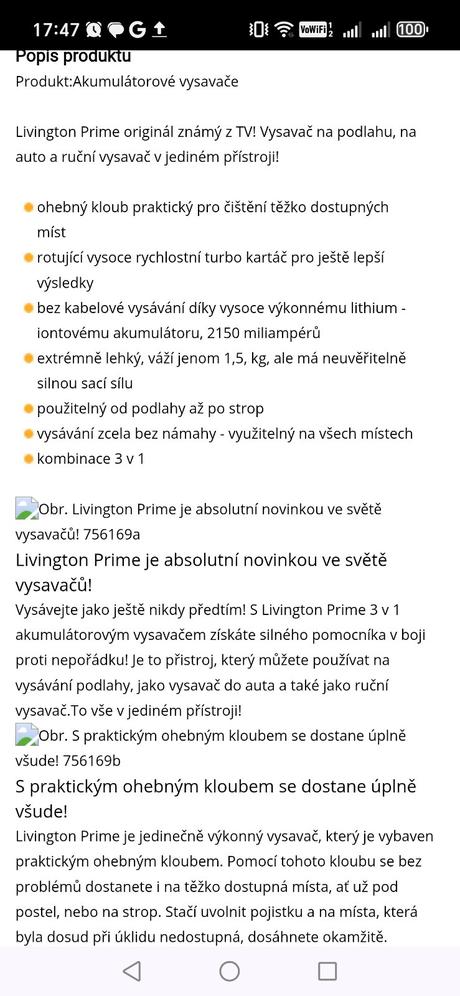 Ručný vysávač livington 3v1,