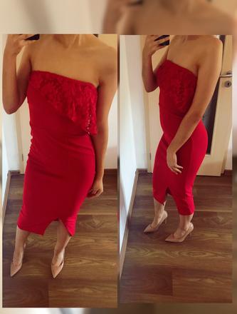 Cervene saty s cipkou asos, xs