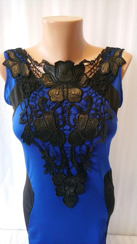 Dámske elastické šaty modro čierne, s