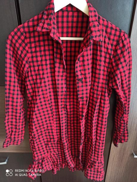 Červená kockovaná košeľa, s