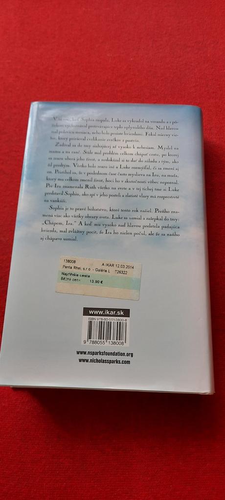 Knižka nicholas sparks - najdlhšia cest aa,