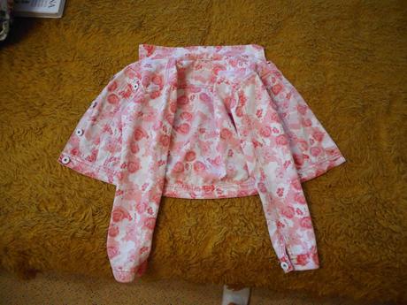 Kvetinková riflová bundička 122/128cm, 122