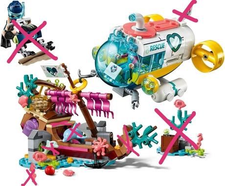 Lego vrak lode a ponorka,