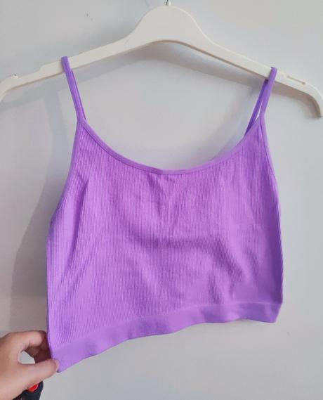 Fialový crop top, new yorker,m