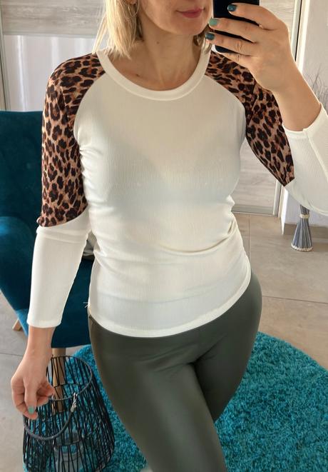 Vrúbkované tričko s leopardím vzorom, l / m / s