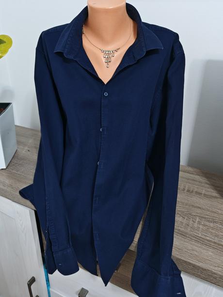 Tmavomodrá pánska košeľa xl, vrubkove kocky materi, xl