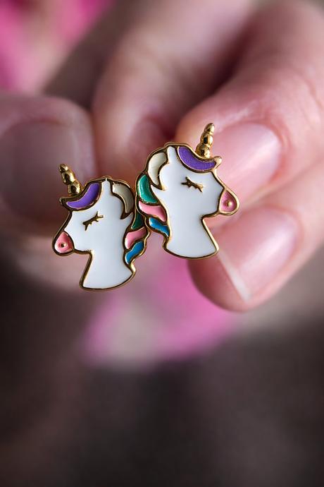 Strieborné náušnice jednorožec, 