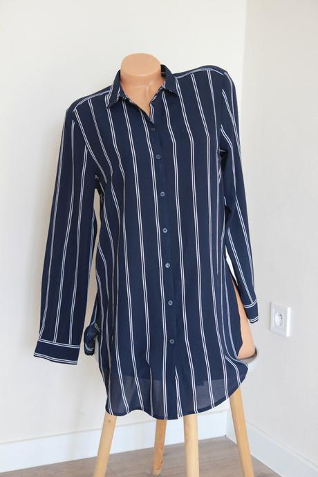 Tmavo modrá oversize košeľa h&m, s, h&m,s
