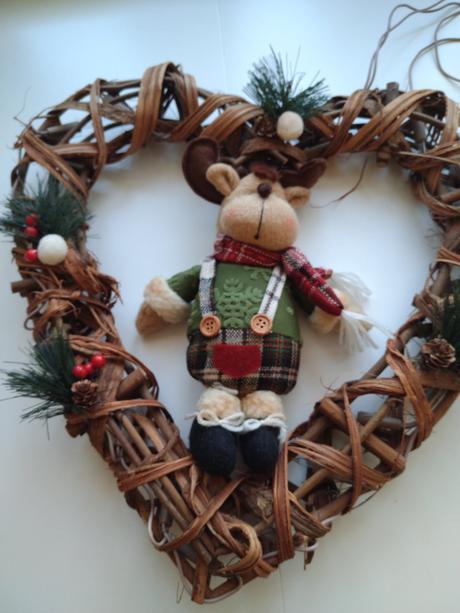 Vianočná dekorácia v tvare srdca,