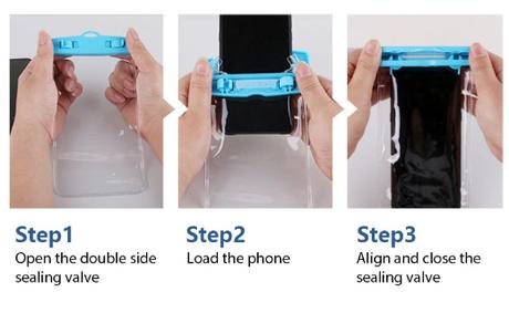 Vodotesné puzdro na mobil telefón s popruhom čiern,