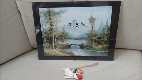 Obraz v skle 24 x 18 cm s anjelikom,