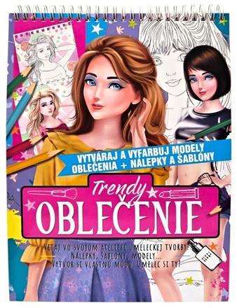 Trendy oblečenie kreatívny zošit s nálepkami a šab,