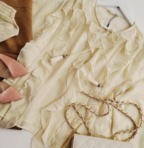 Zara romantická volánová blúzka s viazaním, zara,40 / l