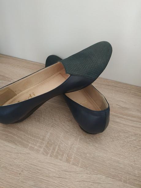 Tmavomodre kozene topanky balerinky verdi, vel. 39, 39
