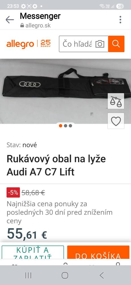 Rukávový obal na lyže audi,