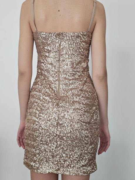 Zlaté šaty s ramienkami, orsay,m