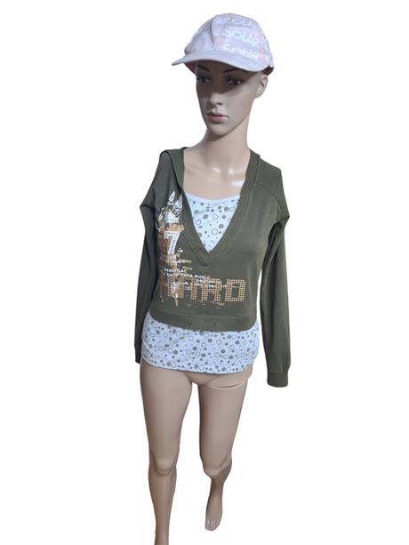 Dámske tričko s mikinou 2v1, l