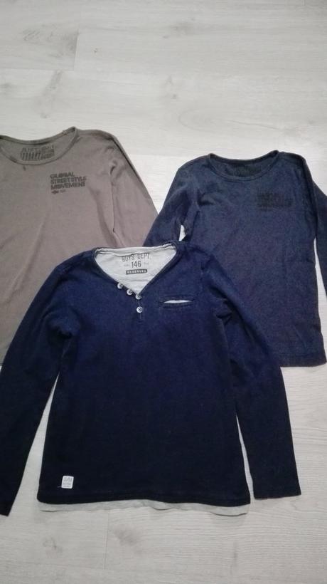 3 ks tričká dlhý rukáv vel.128, reserved,140