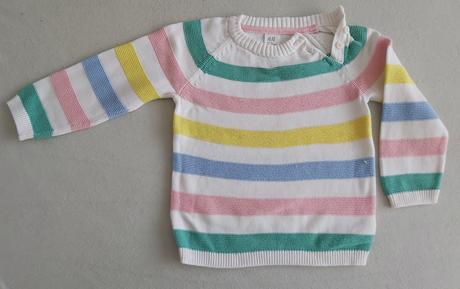 Sveter farebné pásiky h&m 86, h&m,86