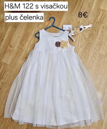 Slávnostné šaty 122 nové s čelenkou, h&m,122