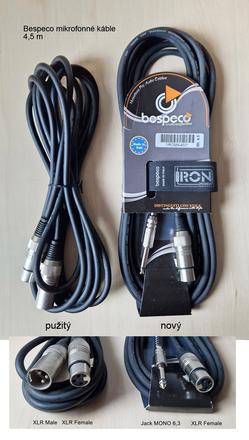 Bespeco mikrofónne káble 4,5 m 2 kusy, 