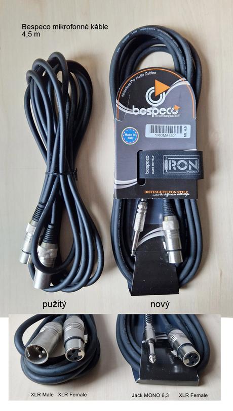 Bespeco mikrofónne káble 4,5 m 2 kusy, 