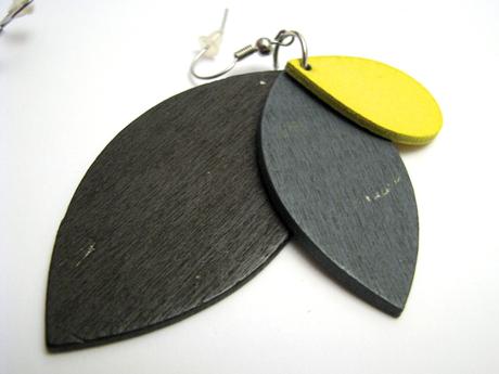 Drevené visiace náušnice, 