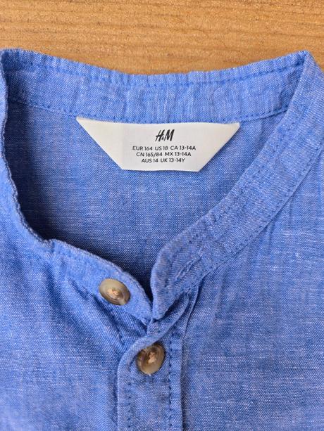 Modrofialvá chlapčenská bavlnená košeľa, h&m,164 / 170