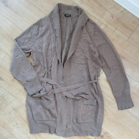 Hnedý dlhší kardigán s opaskom, tchibo,46