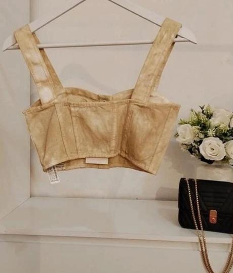Rifľový korzetový top bershka push-up strih, 36 / s