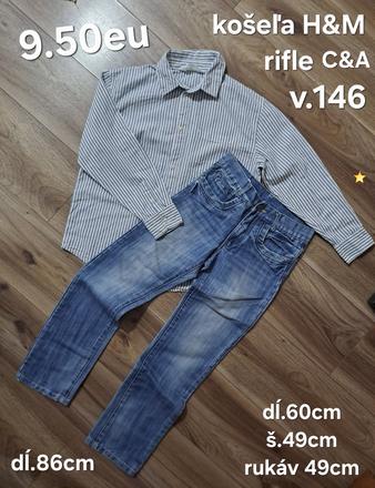 Košeľa a rifle, h&m,146