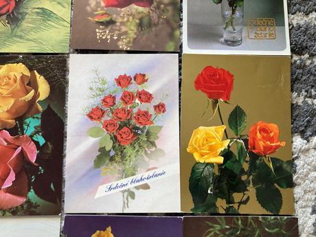 Retro ružičkové pohľadnice 80-90te roky 6ks, 