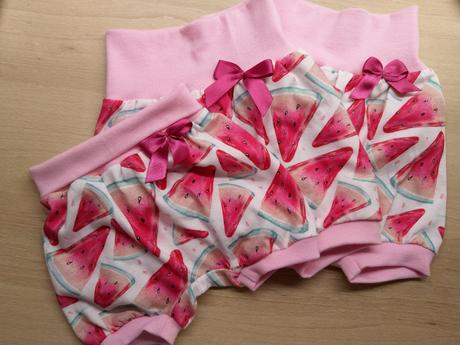 Kraťasy melónikové so slaboružovým nápletom, 56 - 104