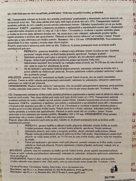 Ochrana na rúru na pečenie,