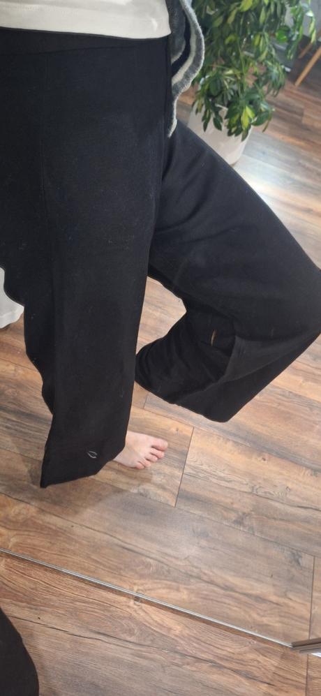 Ľanové čierne šioké nohavice h&m vel 36, h&m,36