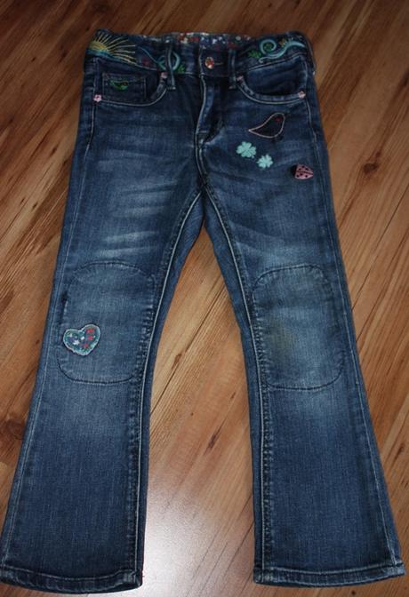 Lienkové vyšívané riflíky, h&m,104