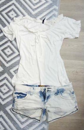 Príjemný hladký top s gumičkou a krajkou xs/m, amisu,m