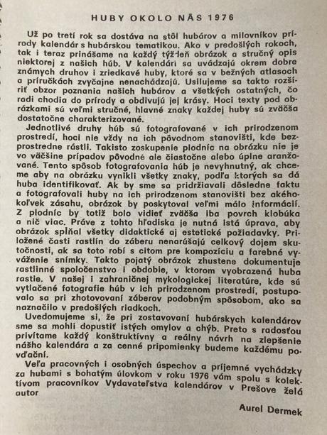 Huby okolo nás kalendár 1976 - aurel dermek,