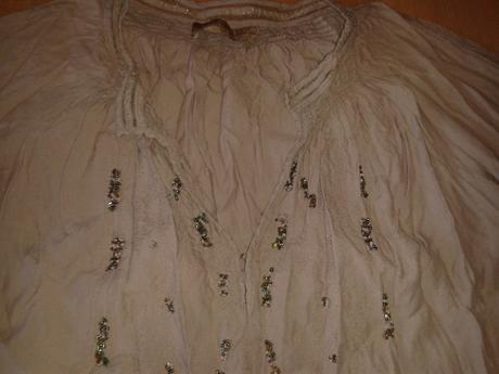 Bezova bluzka s koralikmi, xl